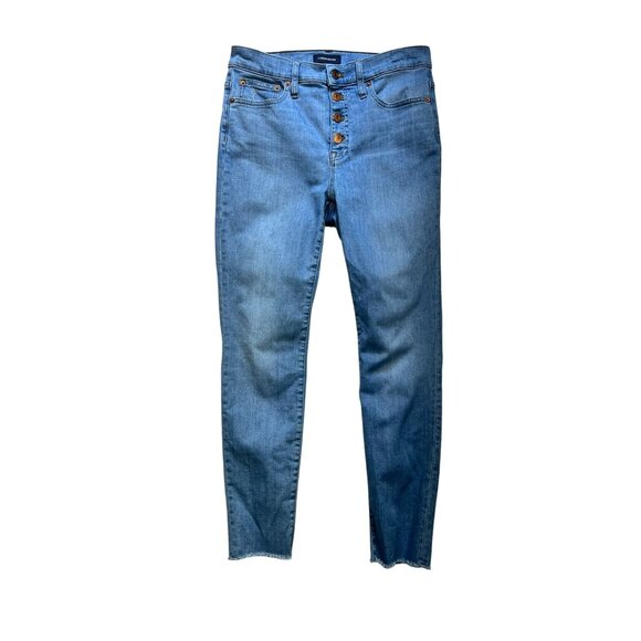 J.Crew 9" High-Rise Toothpick Jeans Womens 28 Blue Denim Light Wash Button Fly - Picture 1 of 12